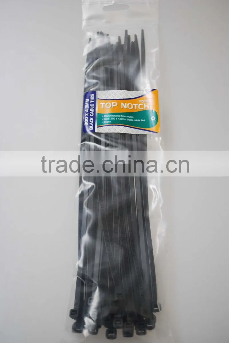 Better quality heat-resisting self-locking 4.8*150 Black Nylon Cable Ties/binding strips