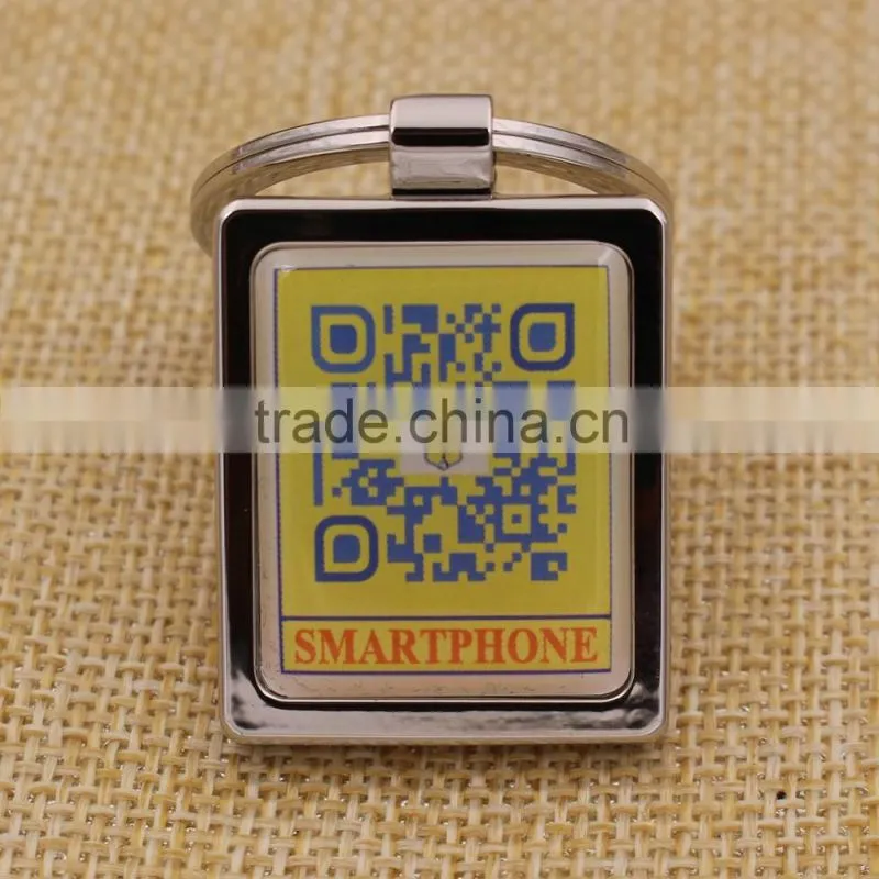 Promotion Custom Rectangle Metal Printing QR Code Keychain