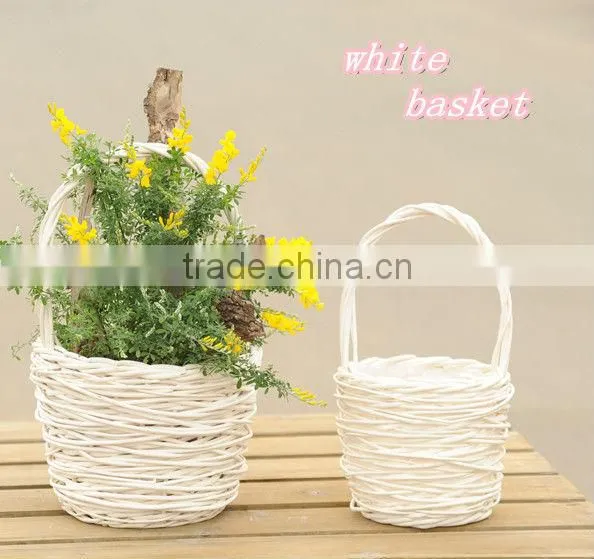 2 pcs each of set wholesale cheap square high quality wicker home storage basket with side handles and fabric liner