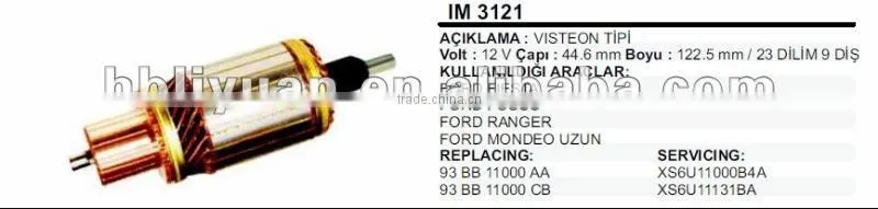 IM3121 12V VISTEON starter armature