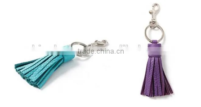 Fashion Jewelry Gift Classic Leather Tassel Key Chain Metal Keyring Women Handbag Accessory