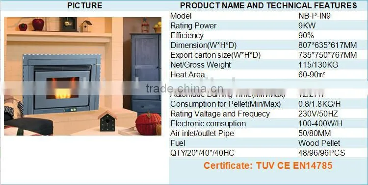 NB-P-IN9 wood pellet stove