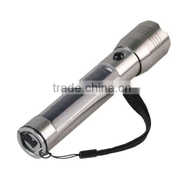 Aluminum Alloy Solar Power Rechargeable LED Flashlight