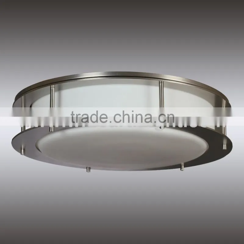 UL&CUL Listed Brushed Nickel Hotel Ceiling Lamp With Frosted Glass Diffuser C20010