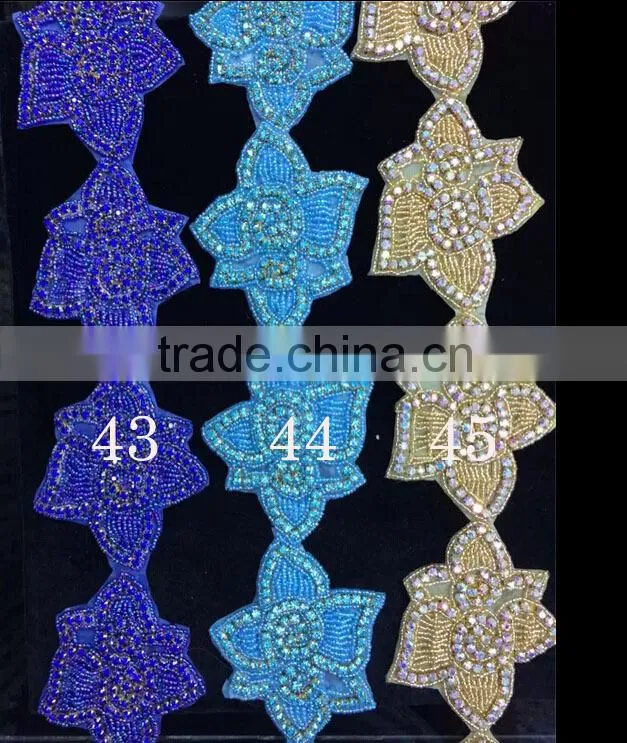 Rhinestone applique,crystal bridal Sash applique, Rhinestone trim applique, rhinestone embellishment,wedding beaded applique