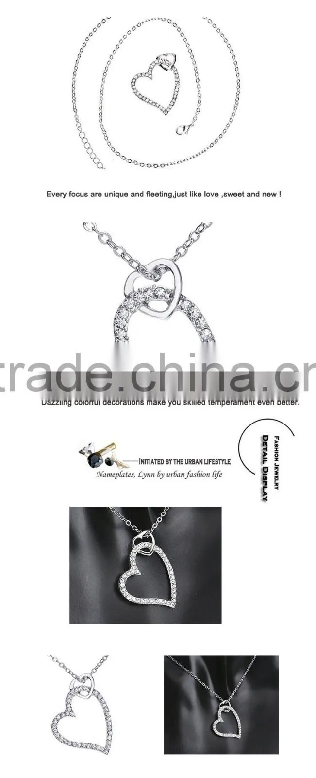 austrian crystal heart pendant 18k women necklace