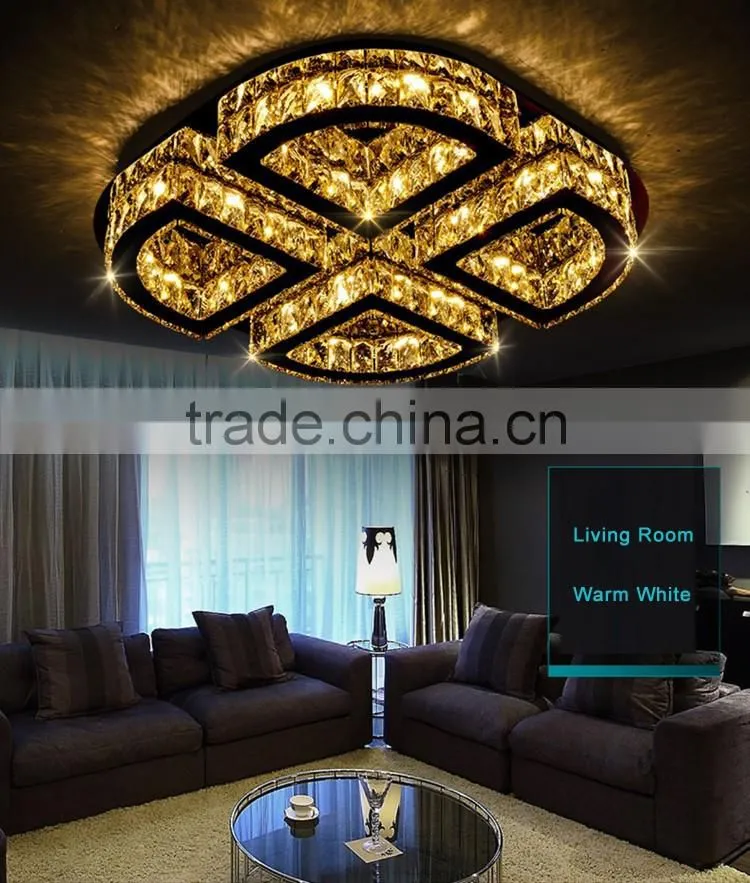Hot Selling 60W LED Ceiling Lamp Stainless Steel K9 Crystal Decoration Ceiling Lamp