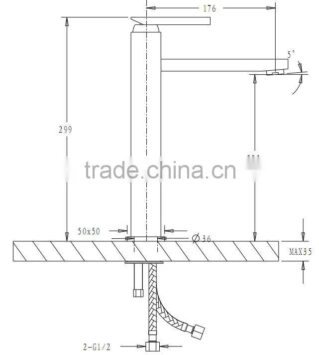 Deck Mounted Single Handle Brass Water Tap with 174mm Spout 35 1104