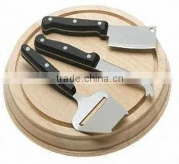 hot selling metal cheese gadget set of 4pcs with wooden cutting board