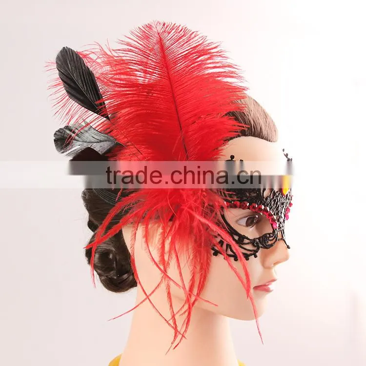 gothic model feather black lace mask, lace eye mask