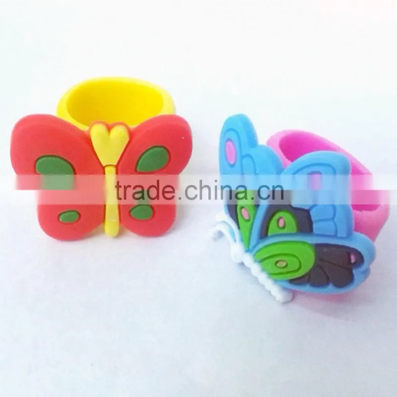new fashion and popular cheap butterfly silicone PVC finger ring