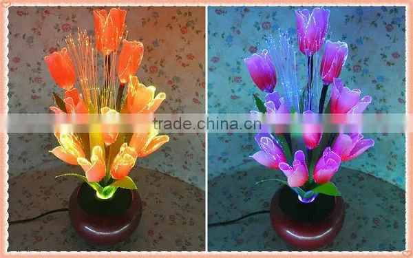 Plastic Flower with Fiber Optic Lights / Chinese Pink Tulip with Lights