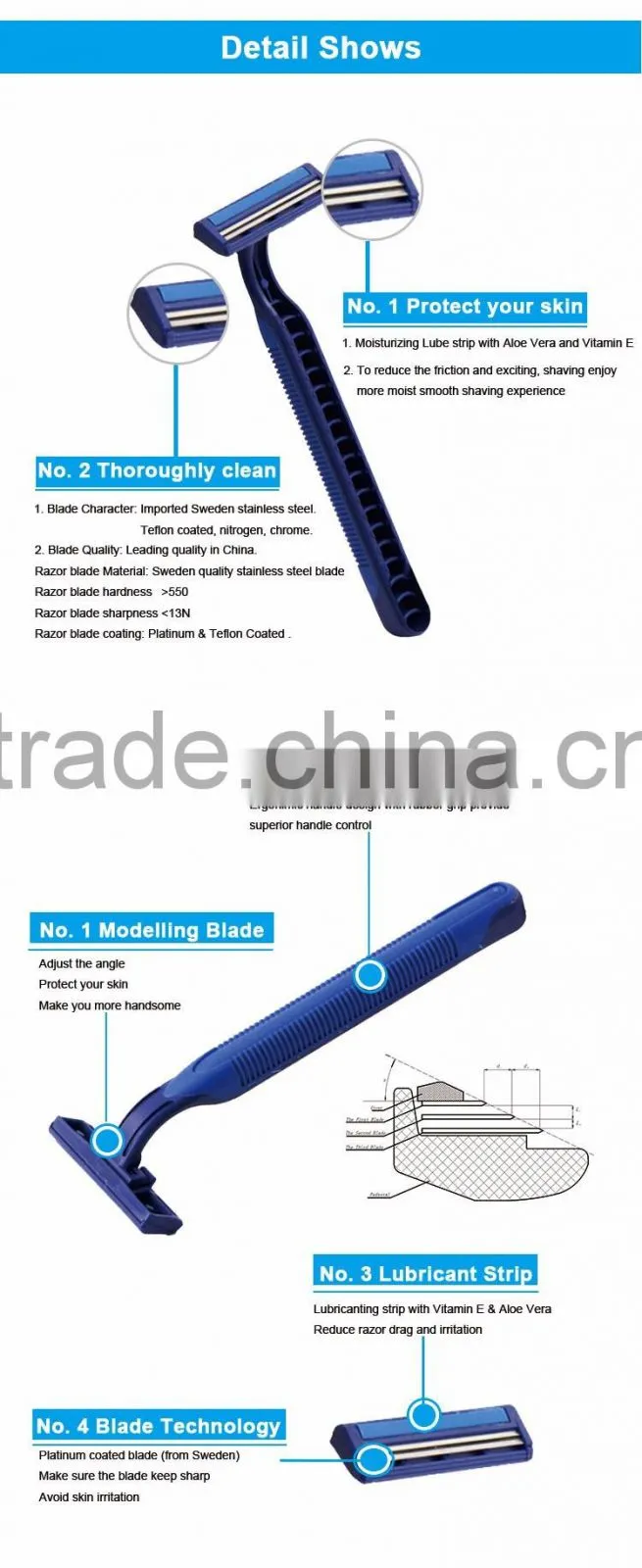 Mens Plastic Bands Disposable Razor Twin Blade