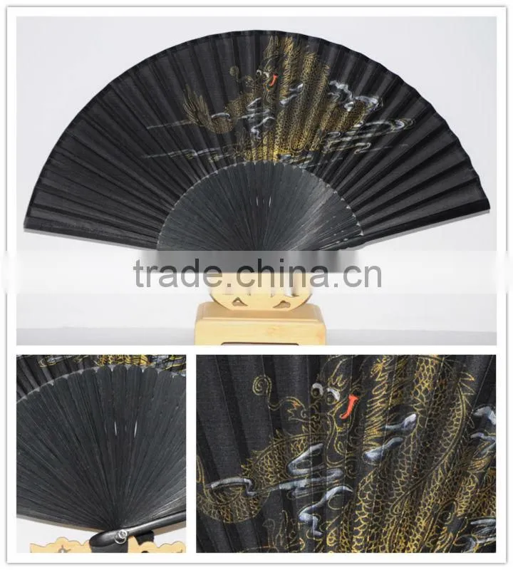 Chinese style bamboo folding fan with black ribs