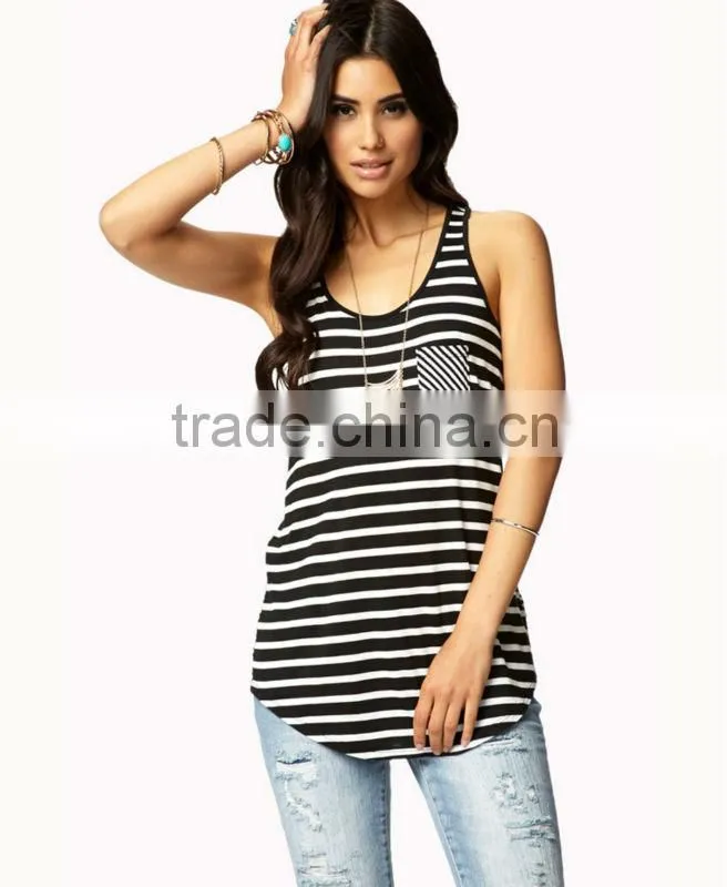100%Rayon Women Multi-Stripe Racerback Tank top/vest/singlet