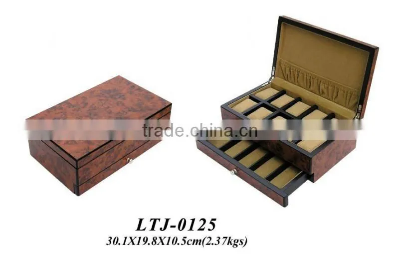 Velvet inlay wooden watch box for sale