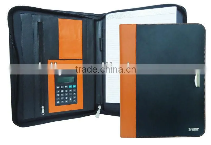 bonded leather conference folder,black document folder