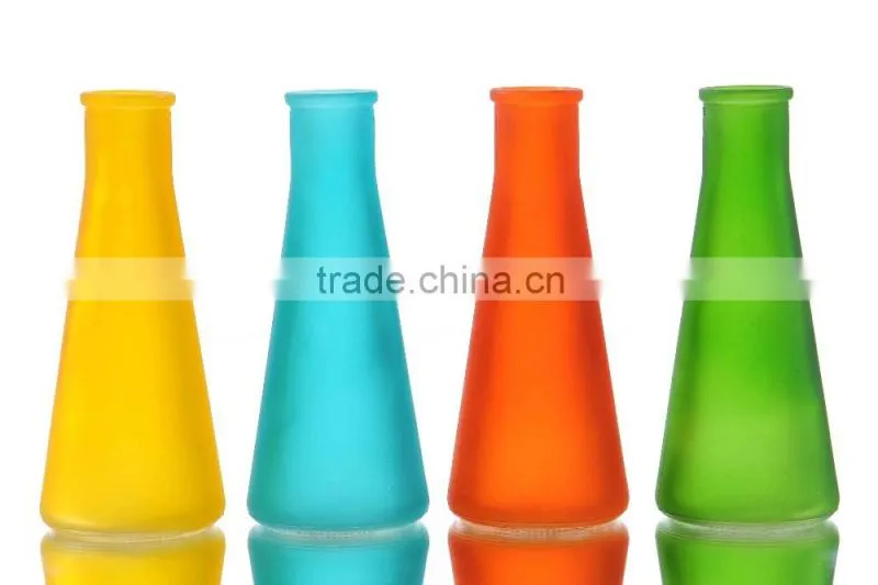 Cone Shape Frosted Colored Glass Vases