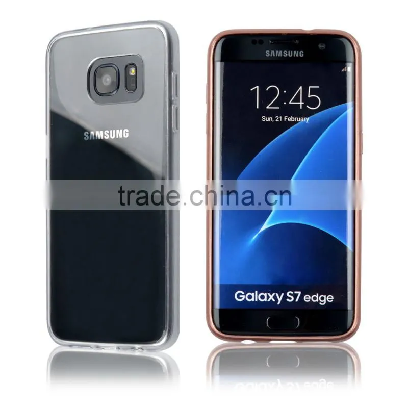 C&T Slim Lightweight Crystal Clear back panel+Soft Electroplating TPU bumper case for Samsung Galaxy S7 Edge