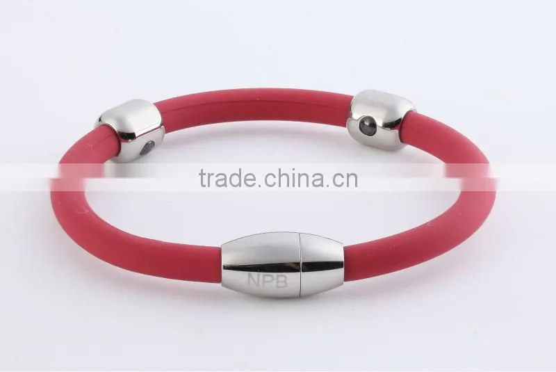 Noproblem P095 FDA red tourmaline germanium charm sport elegrant unisex power magnetic energy bracelet