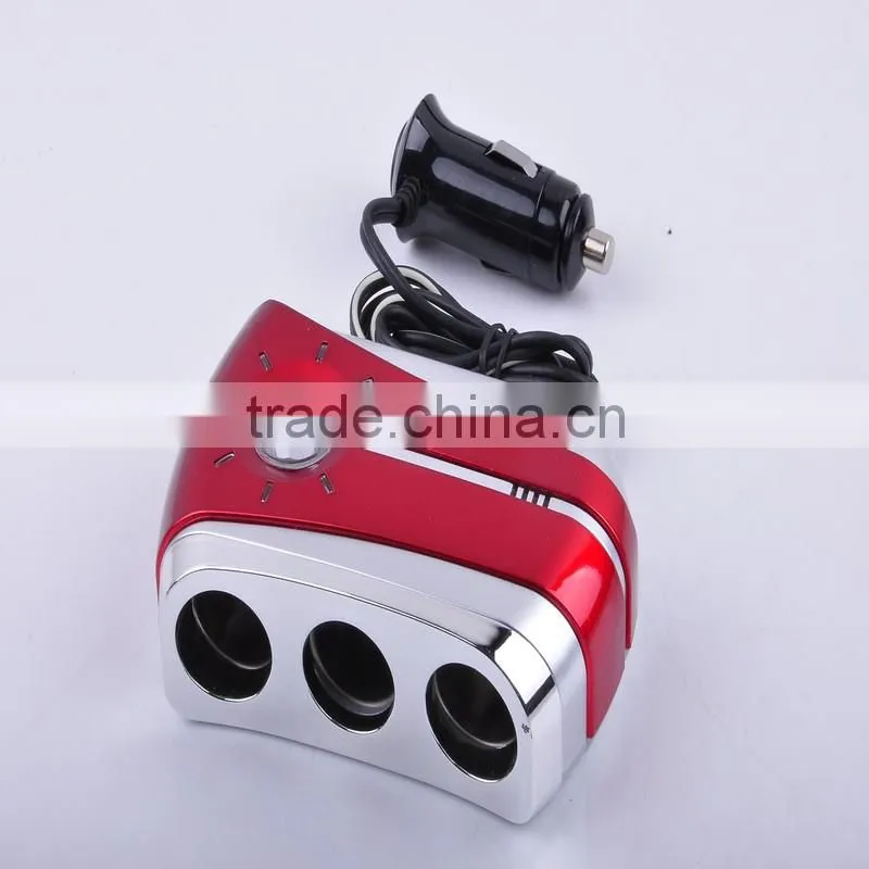 3 Way Toggle Switch Car Cigarette Socket Splitter