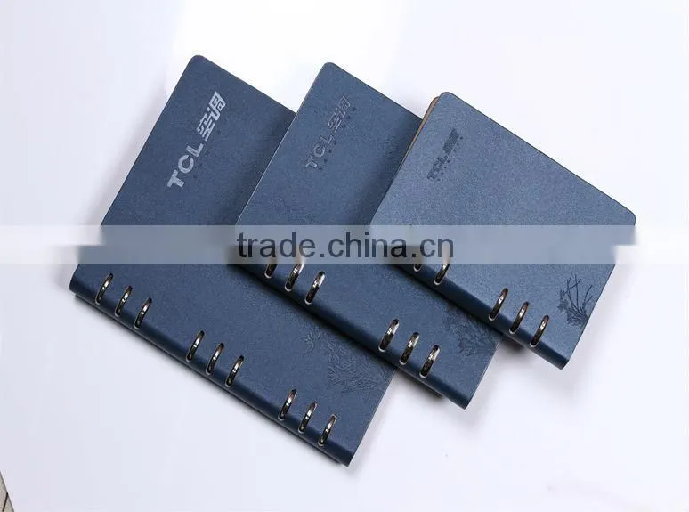 Various colors hard leather ring-binder refillable notebook in different sizes