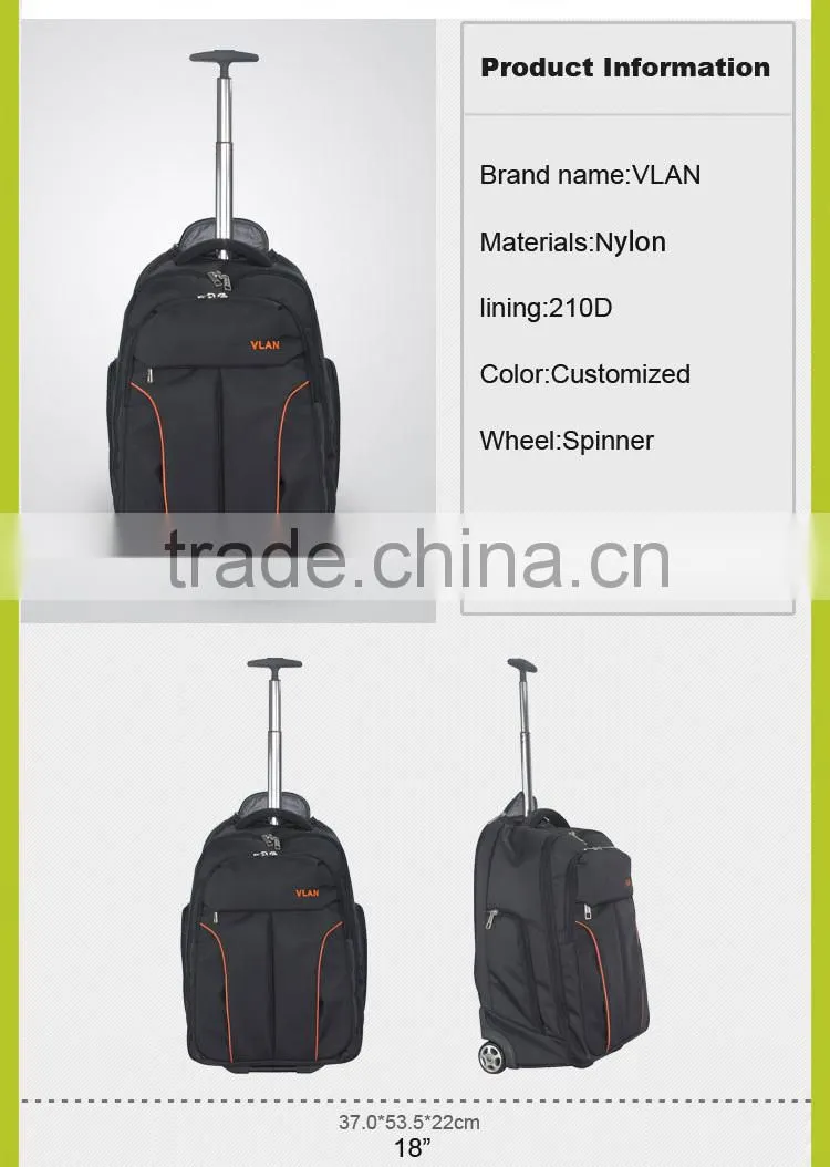 waterproof laptop trolley backpack with wheels