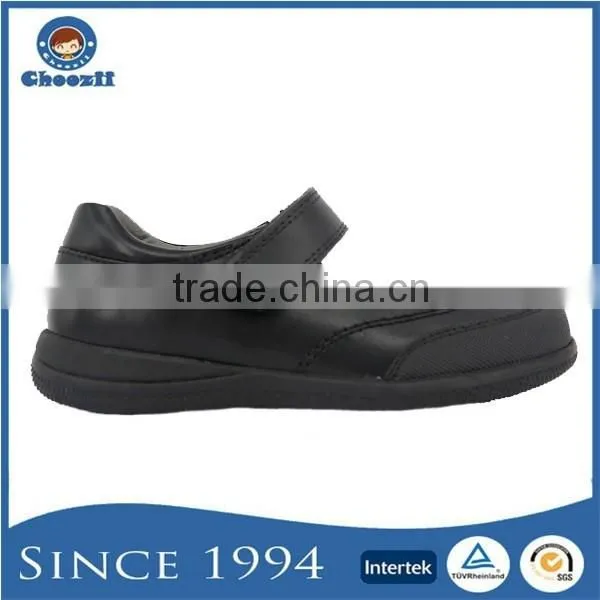 Top Grade Girls Black Action Leather School Kids Shoes Children