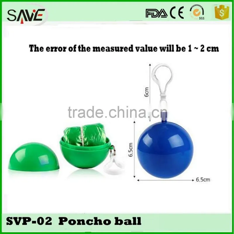 China supprier promotional gift water proof raincoat disposable poncho ball
