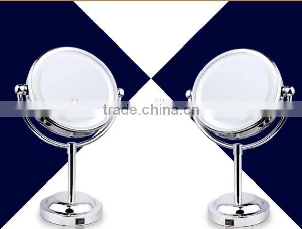 Double-Sided Makeup Mirror with LED Light , double led mirror , led table mirror