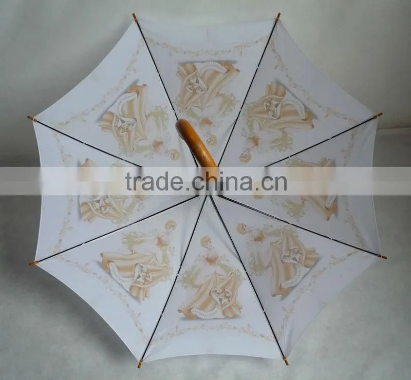 High fashion straight wooden umbrella for rain