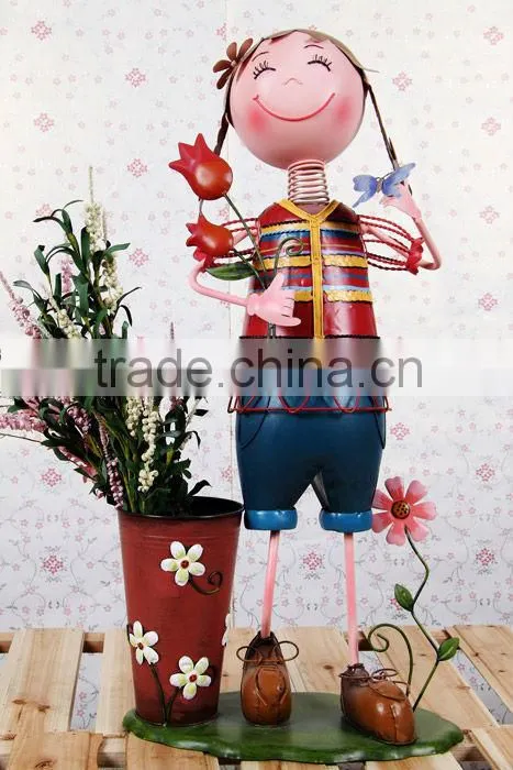 Outdoor Decoration Metal Doll Flower Pots