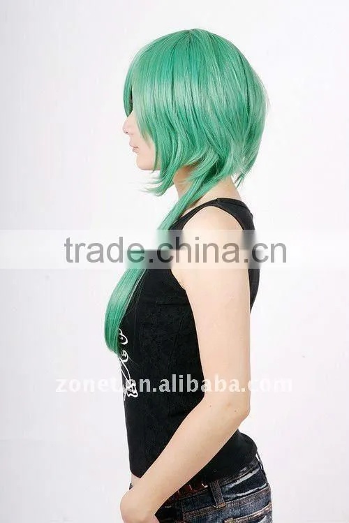 Fashion Cosplay green 60cm HAKUOUKI SAITOU DARK PURPLE COSPLAY WIG with ponytail Wig