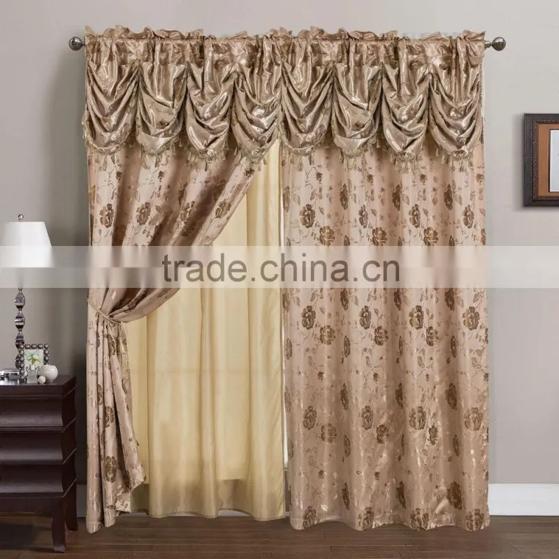 2016 New American Style Jacquard Curtain Drapery In Luxury Valance With Backing