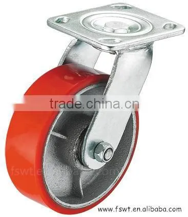 6 Inch Cast Iron Scaffolding Swivel Brake PU Caster Wheel