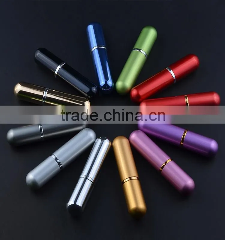 Portable empty aluminum beautiful 5ml refillable metal perfume bottle in stock