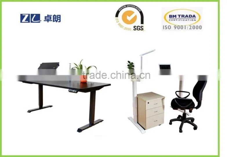 Adjustable height office computer desk with motors sit to stand