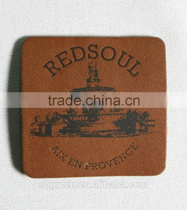 100% true leather label,sewing on leather patch