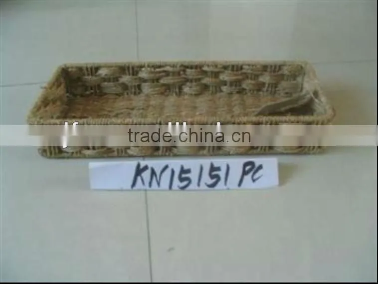 Handmade weaving rectangle seagrass tray basket
