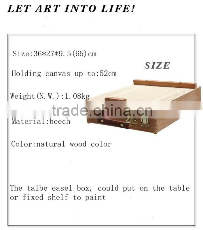 in stock 36*27*9.5(65)cm handle-held tabletop wood easel box