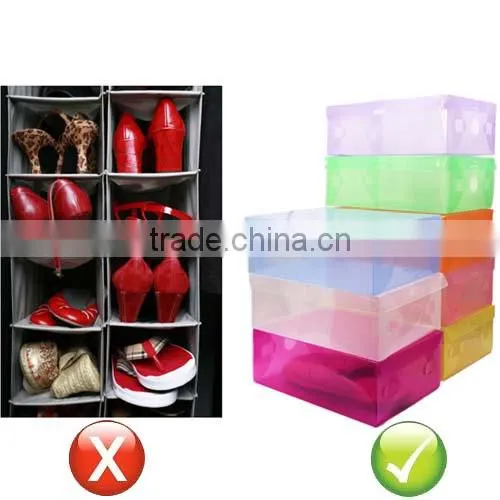 Hot Selling Transparent Plastic Flip-open cover Drawer Shoes Box/ Storage Box (BLWS1027)