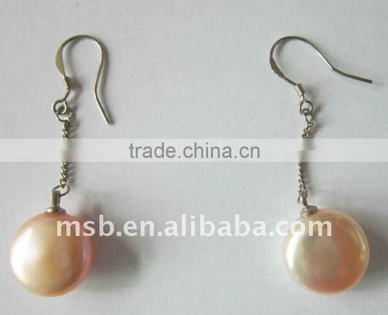 real/genuine button shape pearl earrings,pearl jewelry