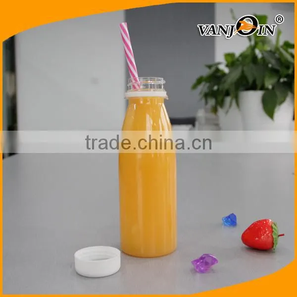 Clear 320ml Bulb Bottles PET Plastic with Different Caps for Beverage Packages