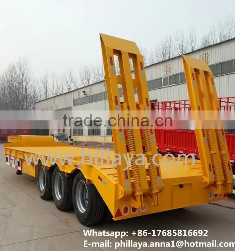 Tri-Axles Step-wise drop deck Lowbed Semi Trailer for Heavy duty equipment transporter