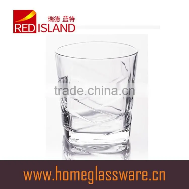 350ml clear glass cup with embossed letter for drinking