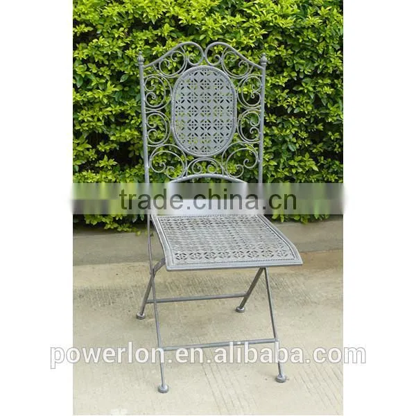 POWERLON Archaize gray vintage 2 seater patio set folding table and chairs antirust outdoor furniture