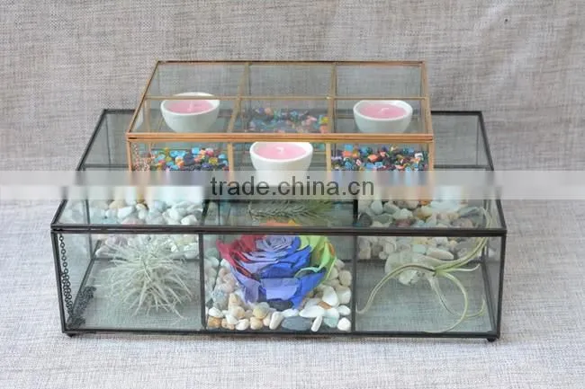 Rectangular clear glass storage box keepsake immortal flowers glass flower boxes