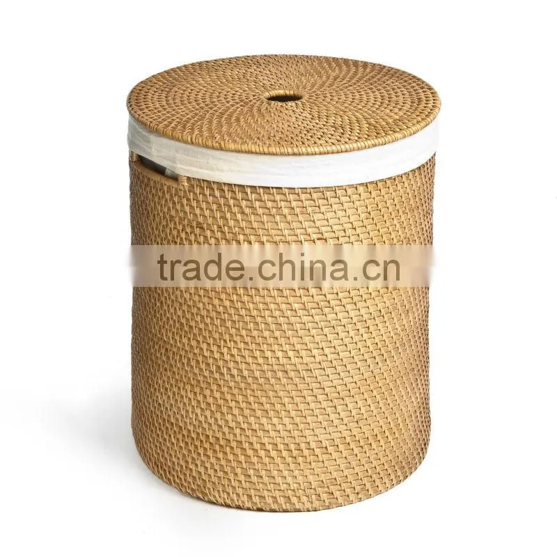 Hand Woven Rattan Laundry Hamper, Natural