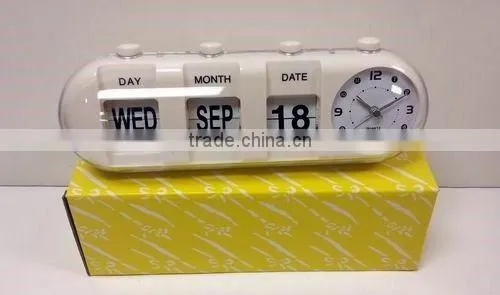 Flip-Date Retro Alarm Clock With Calendar/date table clock/table alarm clock