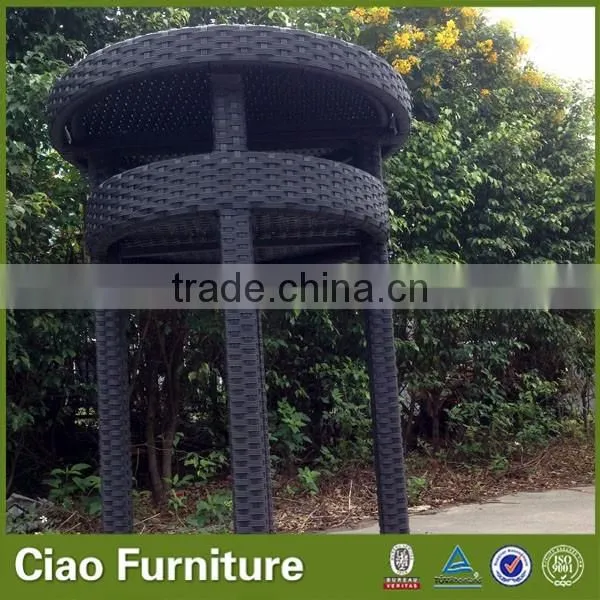 Bar height patio round table rattan effect